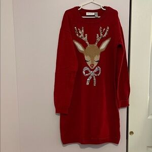 Place Red Dress with Reindeer Design